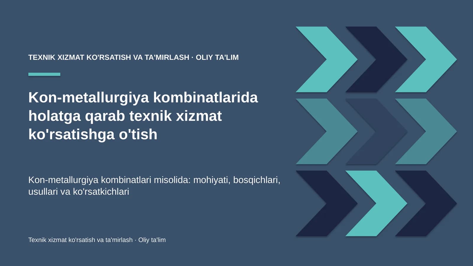 Kon-metallurgiya kombinatlarida holatga qarab texnik xizmat ko'rsatishga o'tish