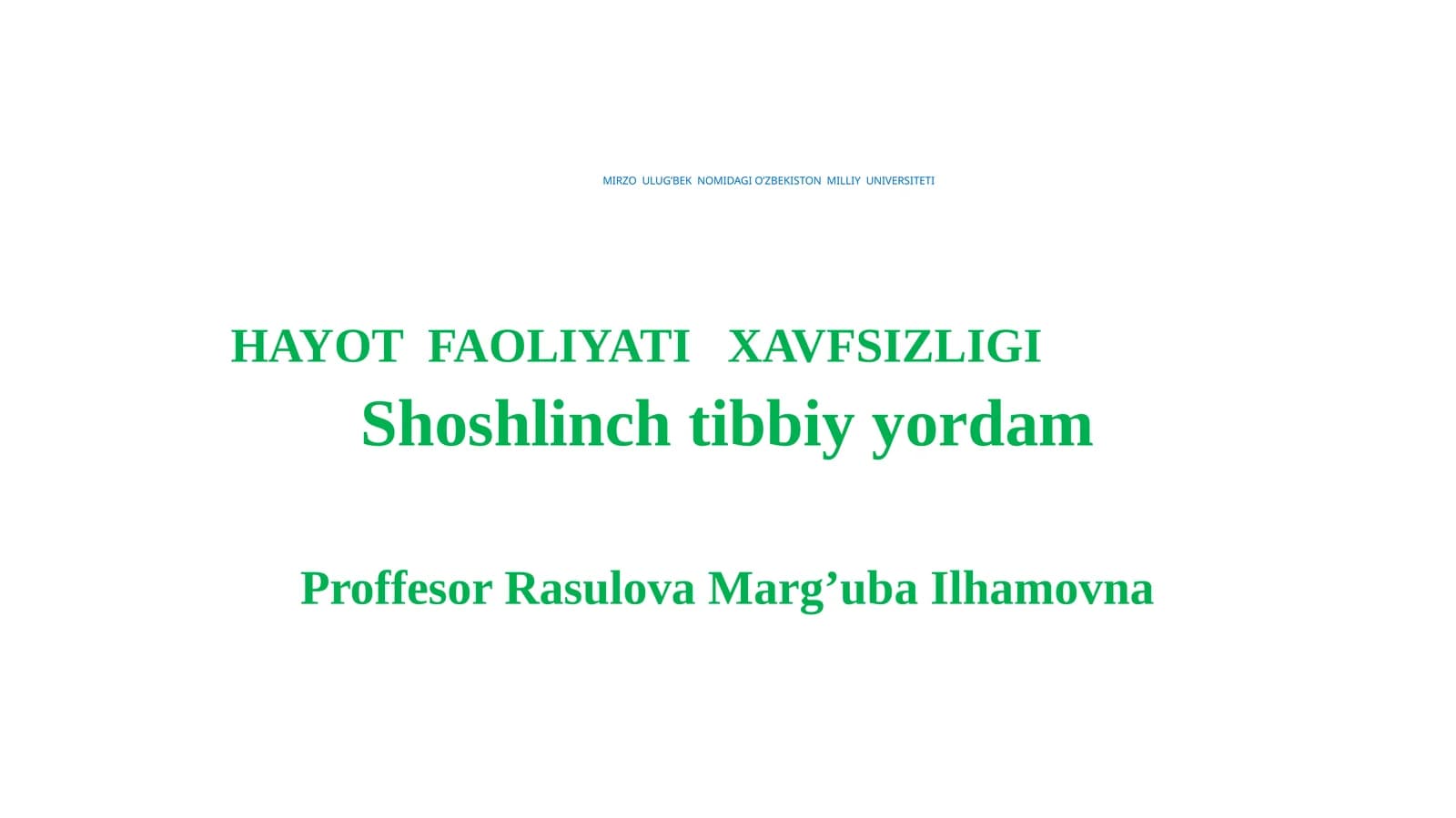 HAYOT FAOLIYATIXAVFSIZLIGI