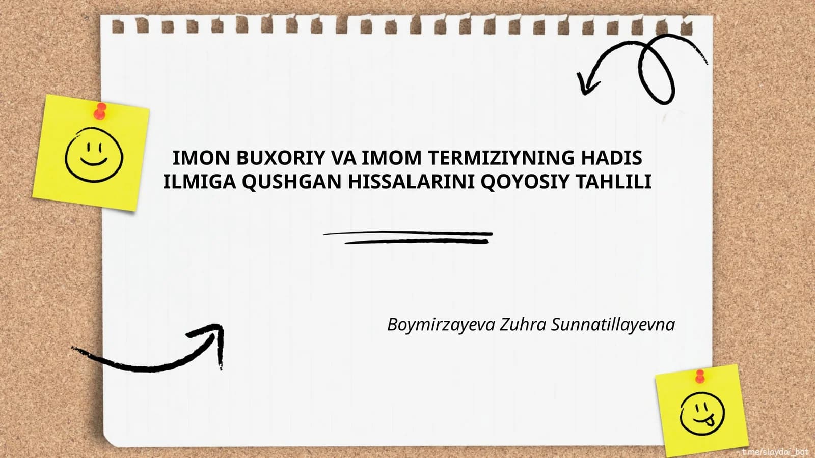 IMON BUXORIY VA IMOM TERMIZIYNING HADIS ILMIGA QUSHGAN HISSALARINI QOYOSIY TAHLILI