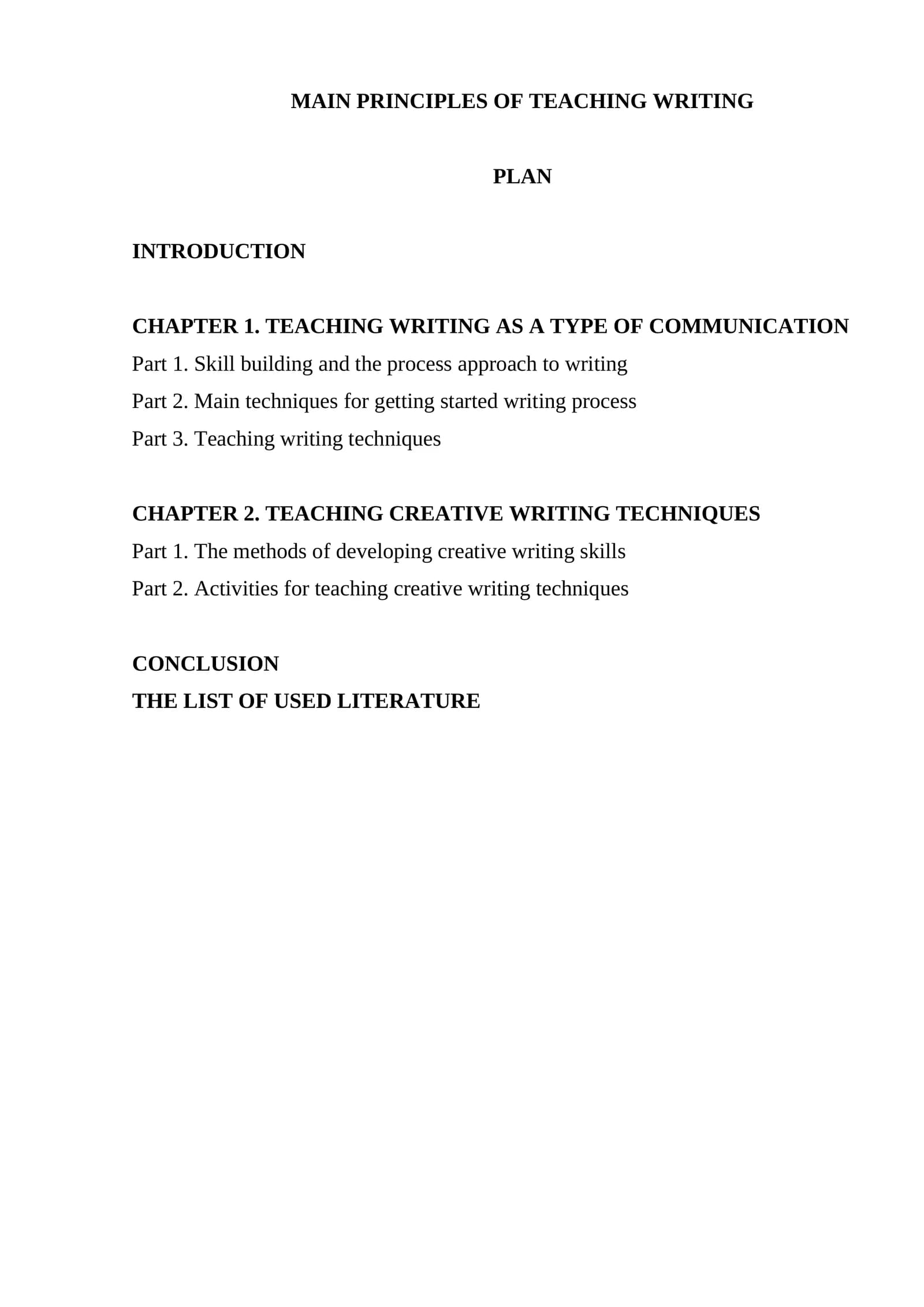 MAIN PRINCIPLES OF TEACHING WRITING