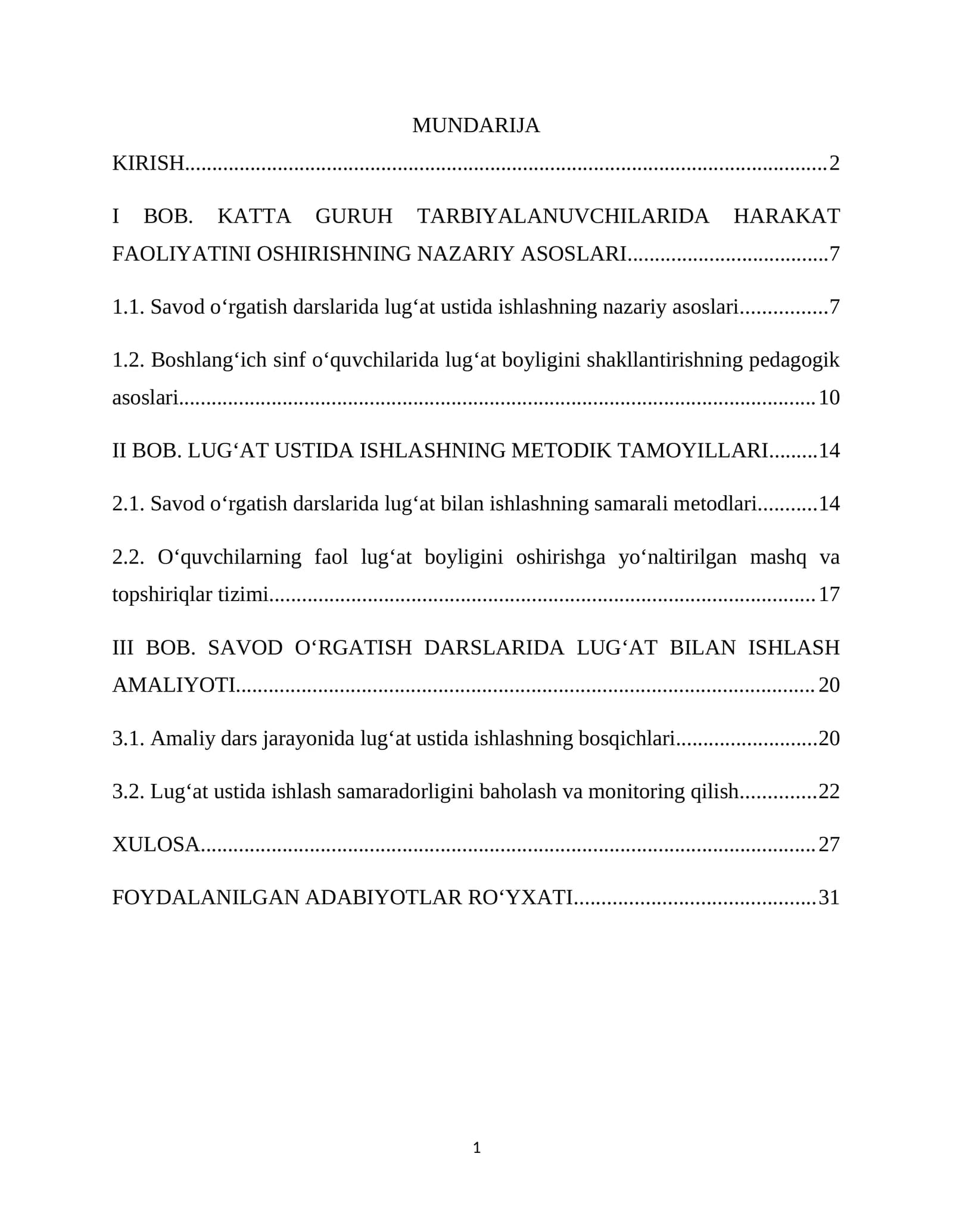SAVOD O‘RGATISH DARSLARI LUG'AT BOYICHA