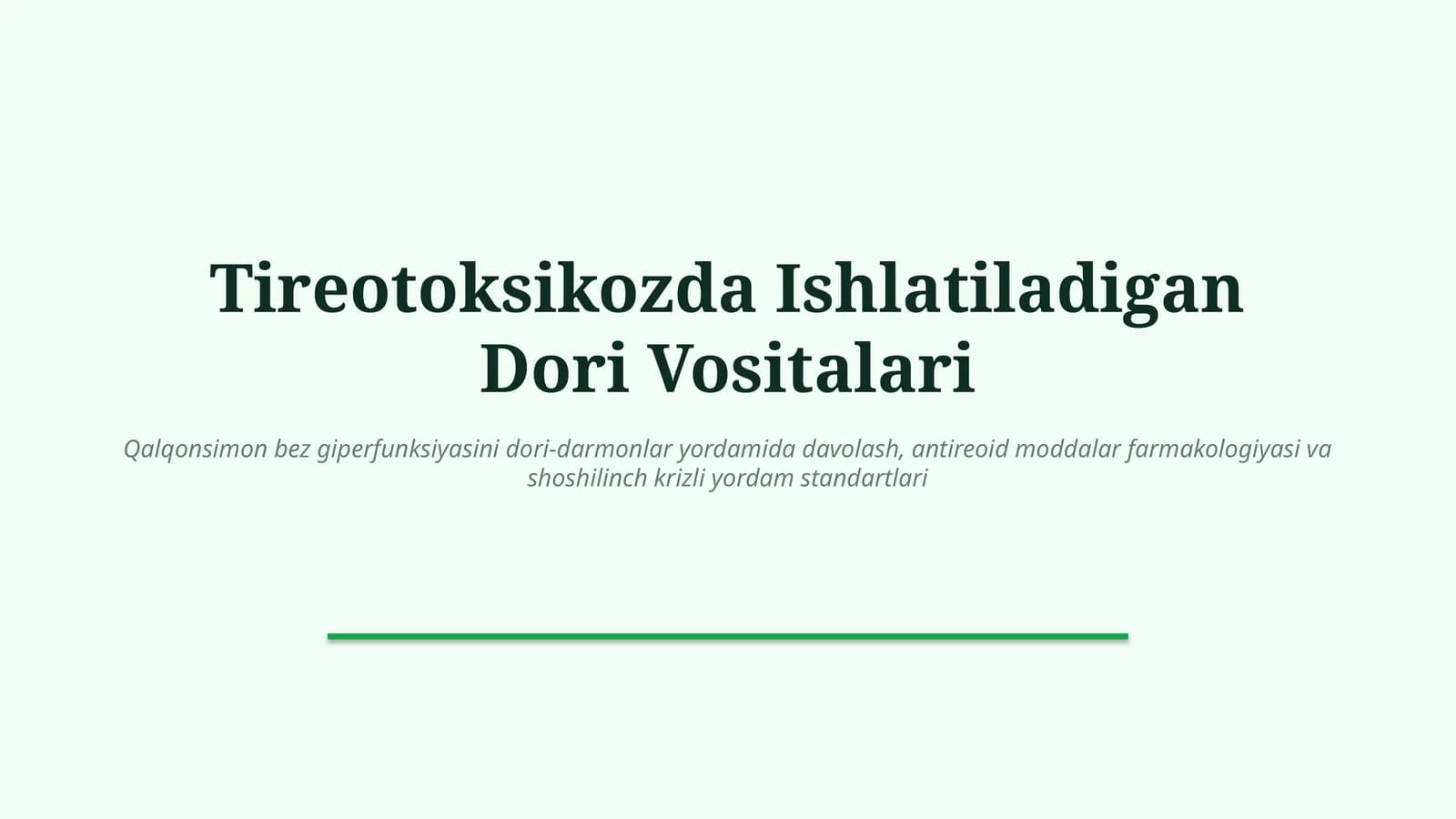 Tireotoksikozda qo‘llaniladigan dori vositalari | 15 slayd