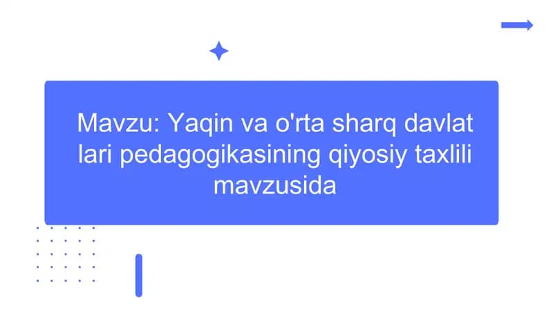 Yaqin va O'rta Sharq davlatlarining pedagogikasi