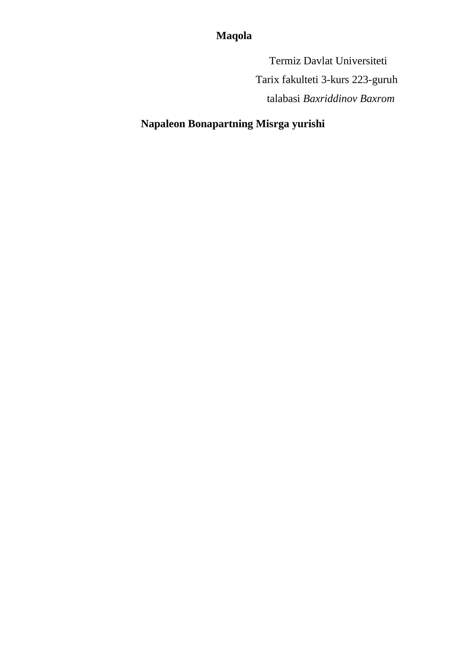Napoleon Bonapartning Misrga yurishi