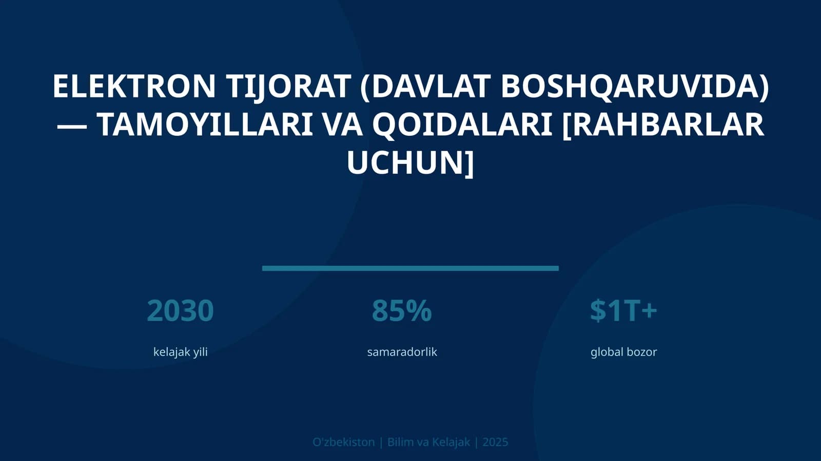 ELEKTRON TIJORAT (DAVLAT BOSHQARUVIDA) — TAMOYILLARI VA QOIDALARI [RAHBARLAR UCHUN]