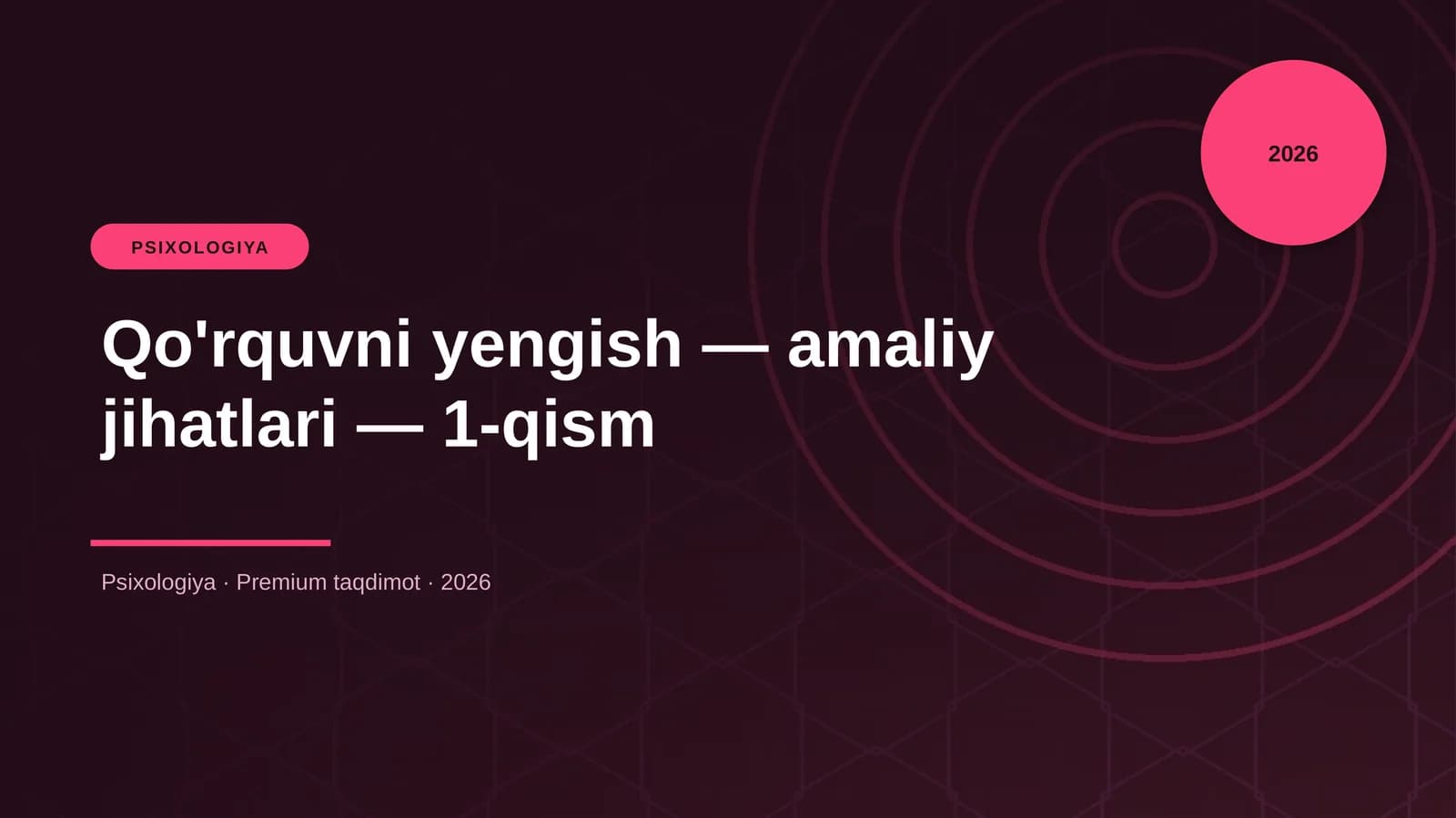 Qo'rquvni yengish — amaliy jihatlari — 1-qism