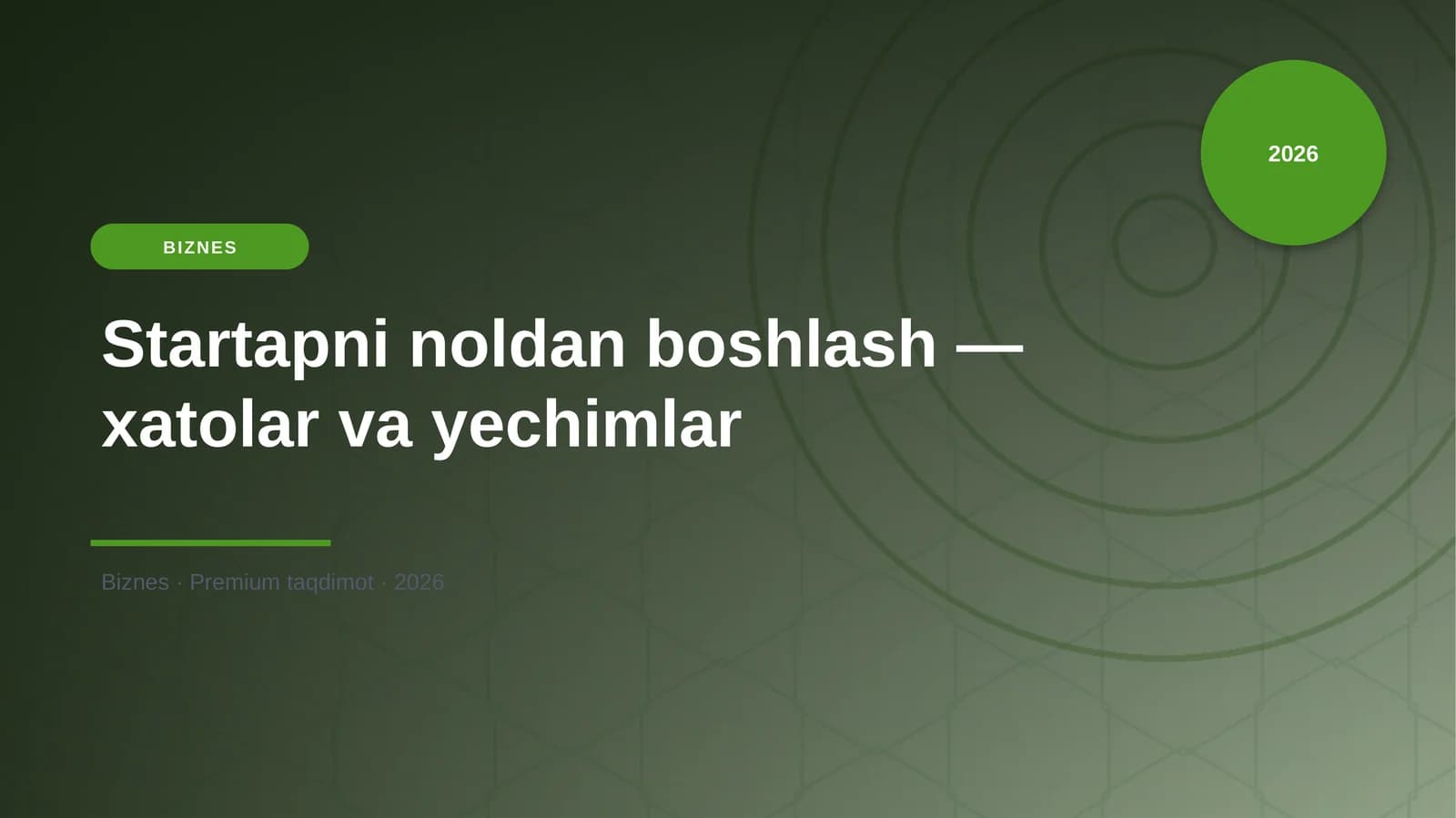 Startapni noldan boshlash — xatolar va yechimlar