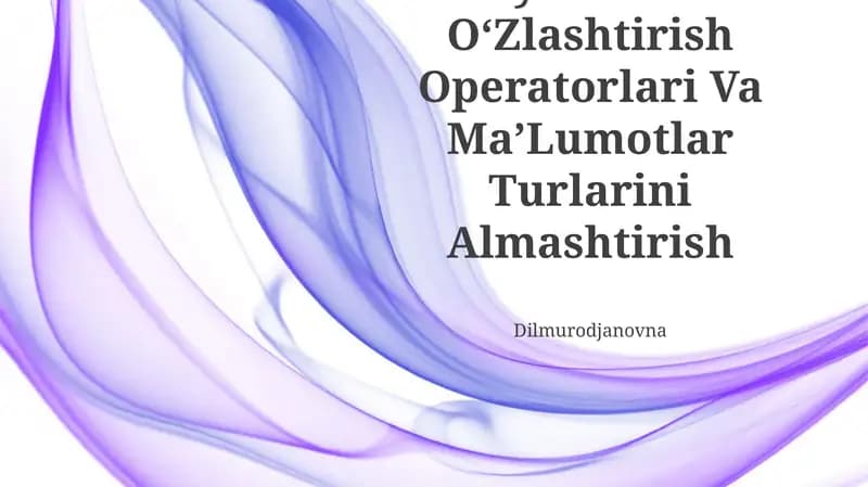 Python OʻZlashtirish Operatorlari Va MaʼLumotlar Turlarini Almashtirish