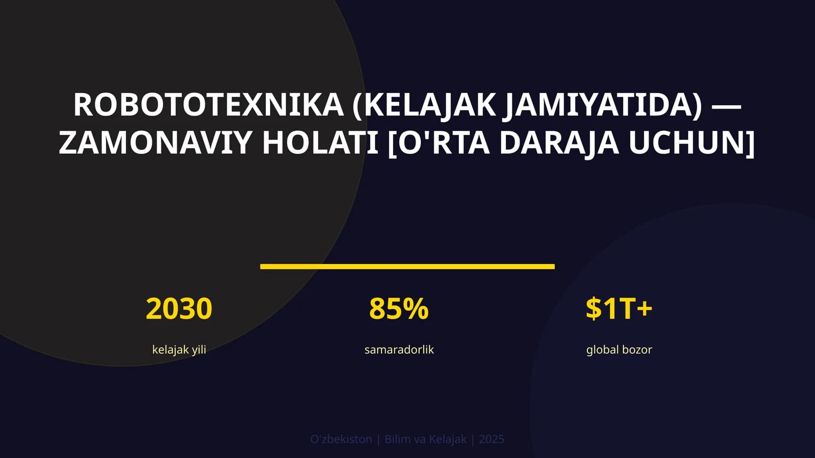 Robototexnika (kelajak jamiyatida) — zamonaviy holati [o'rta daraja uchun]