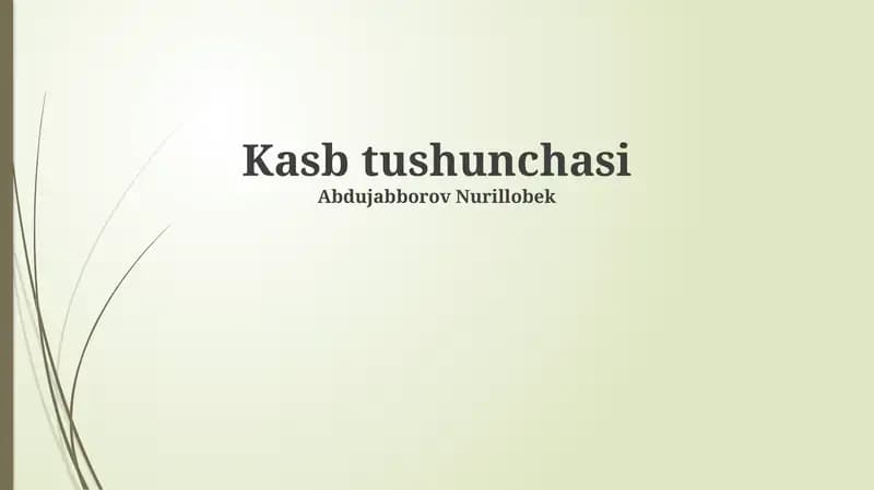 Kasb tushunchasi