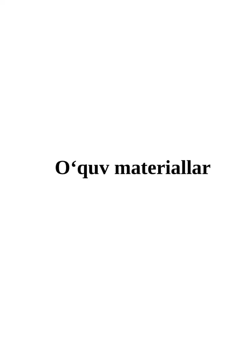 MA’RUZA MASHG‘ULOTLAR BO‘YICHA MATERIALLAR