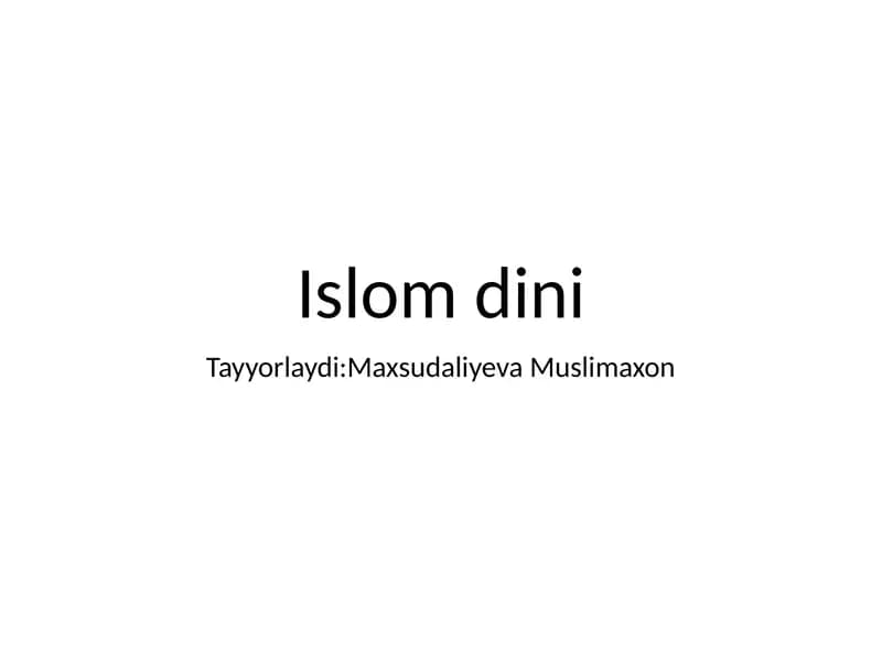 Islomdini Tayyorlaydi