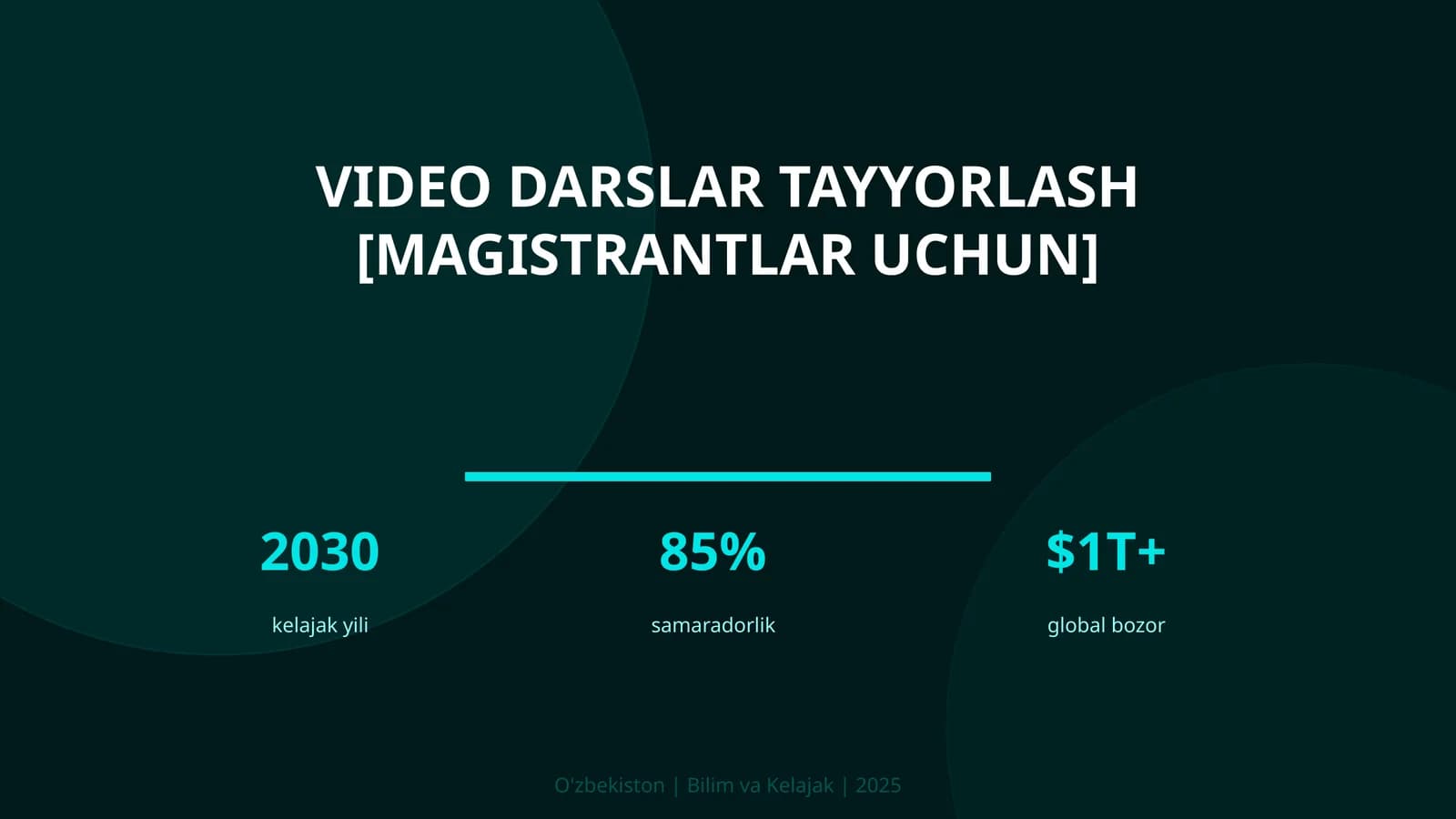 Video darslar tayyorlash [magistrantlar uchun]