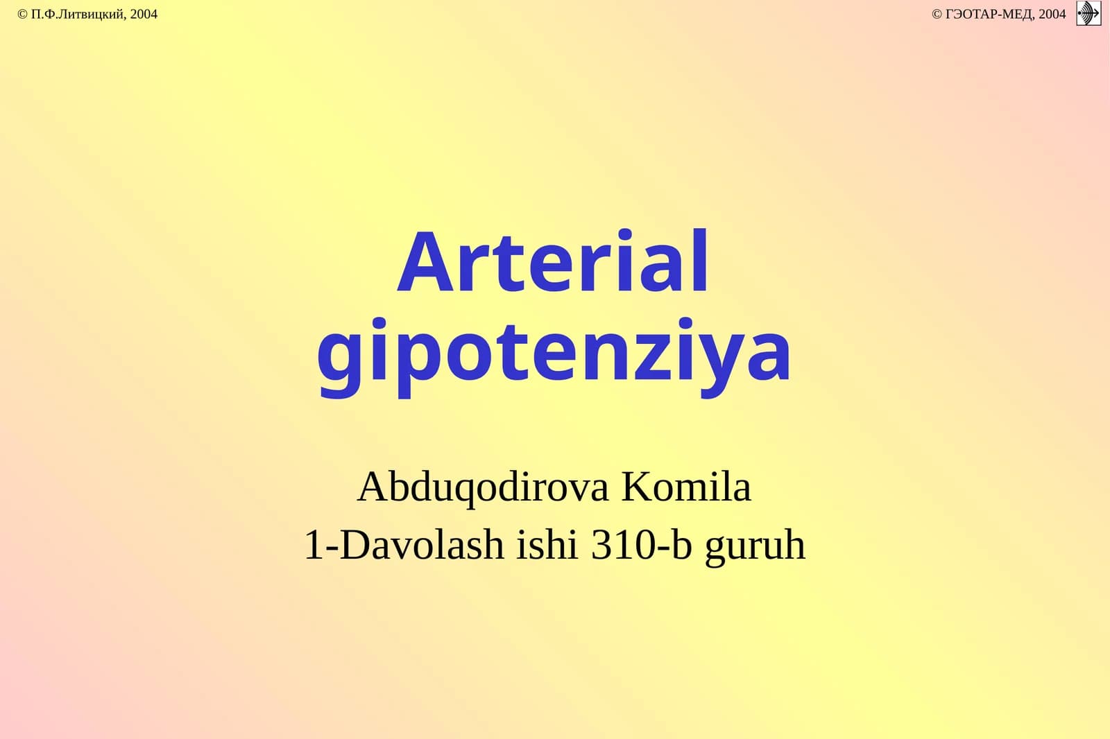 Arterialgipotenziya