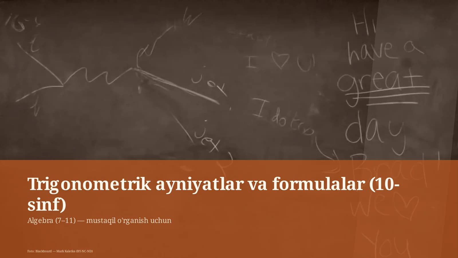 Trigonometrik ayniyatlar va formulalar (10-sinf)