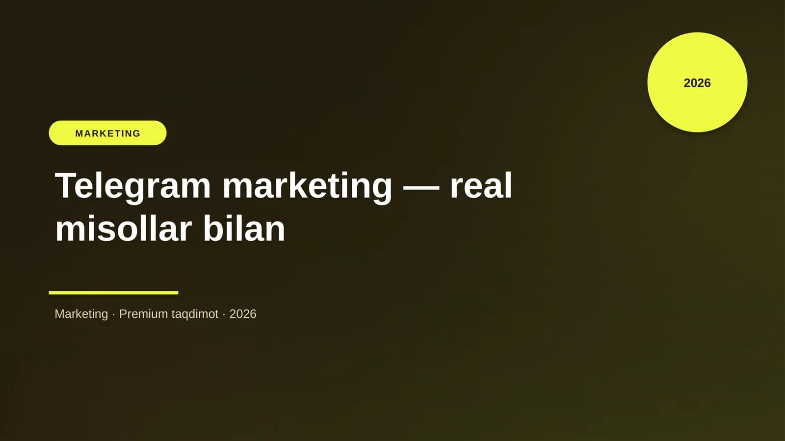 Telegram marketing — real misollar bilan