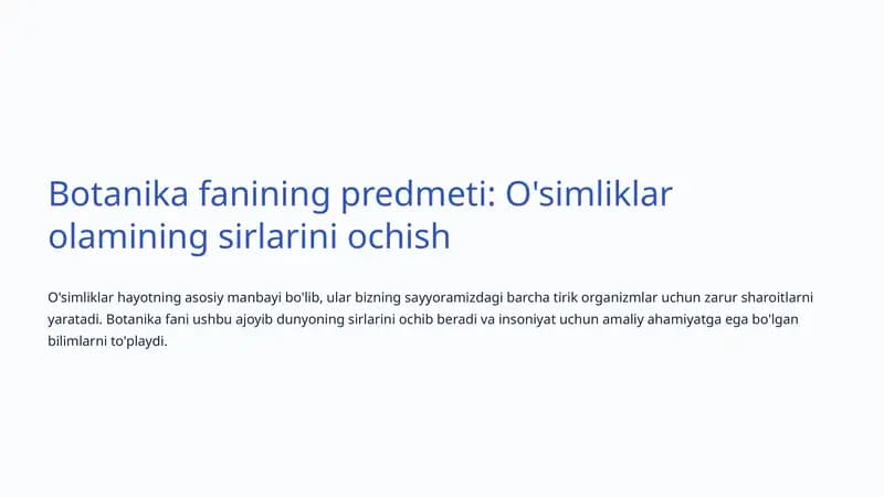 Botanika fanining predmeti