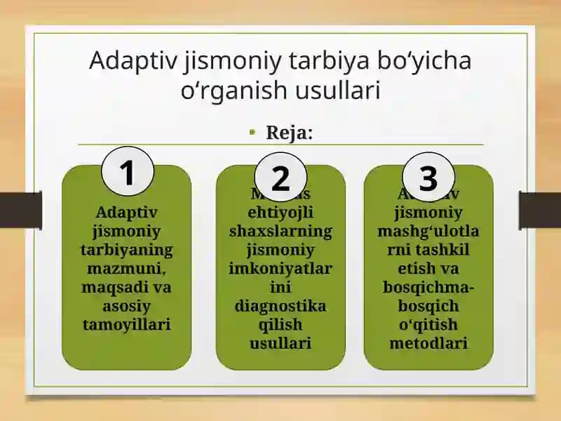 Adaptiv jismoniy tarbiya buyicha urganish usullari