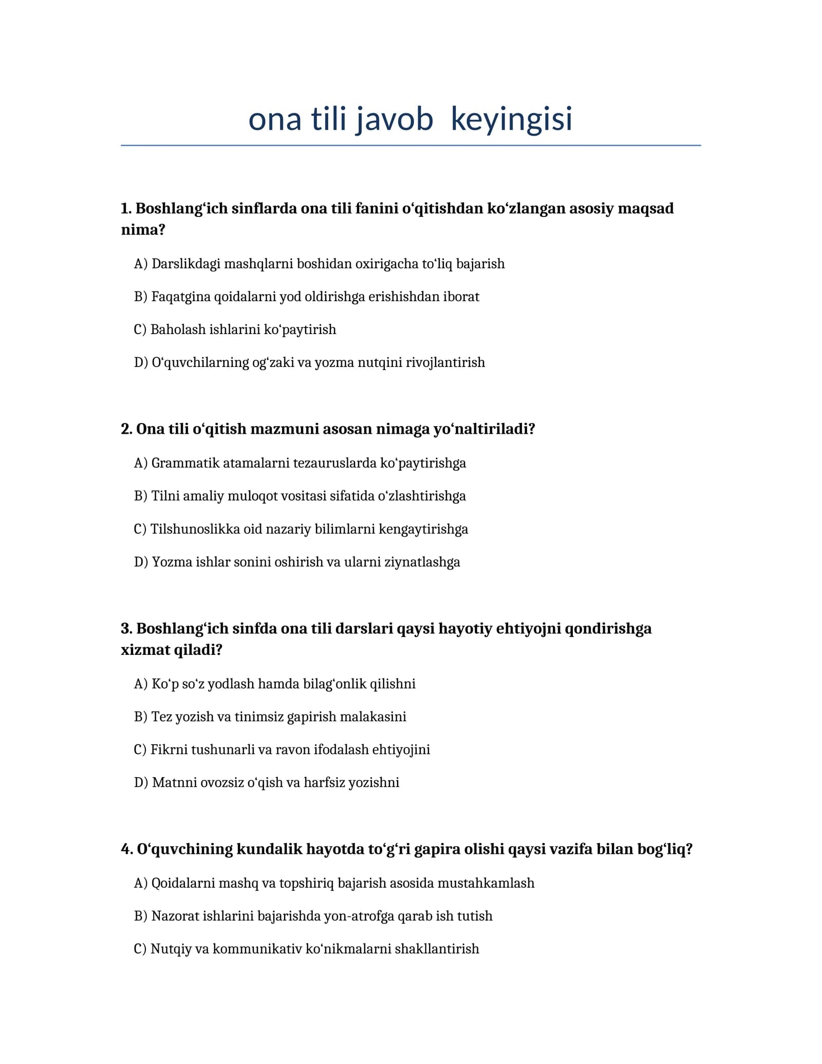 ona tili javob keyingisi