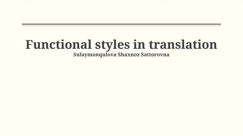 Functional styles in translation