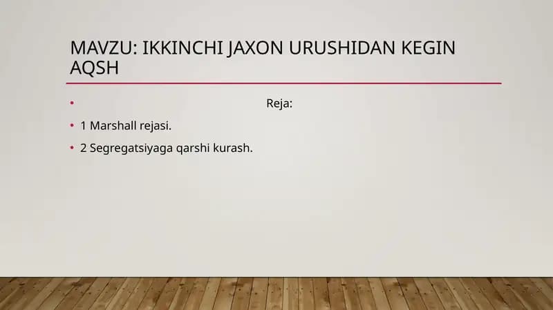ikkinchi jaxon urushidan kegin Aqsh
