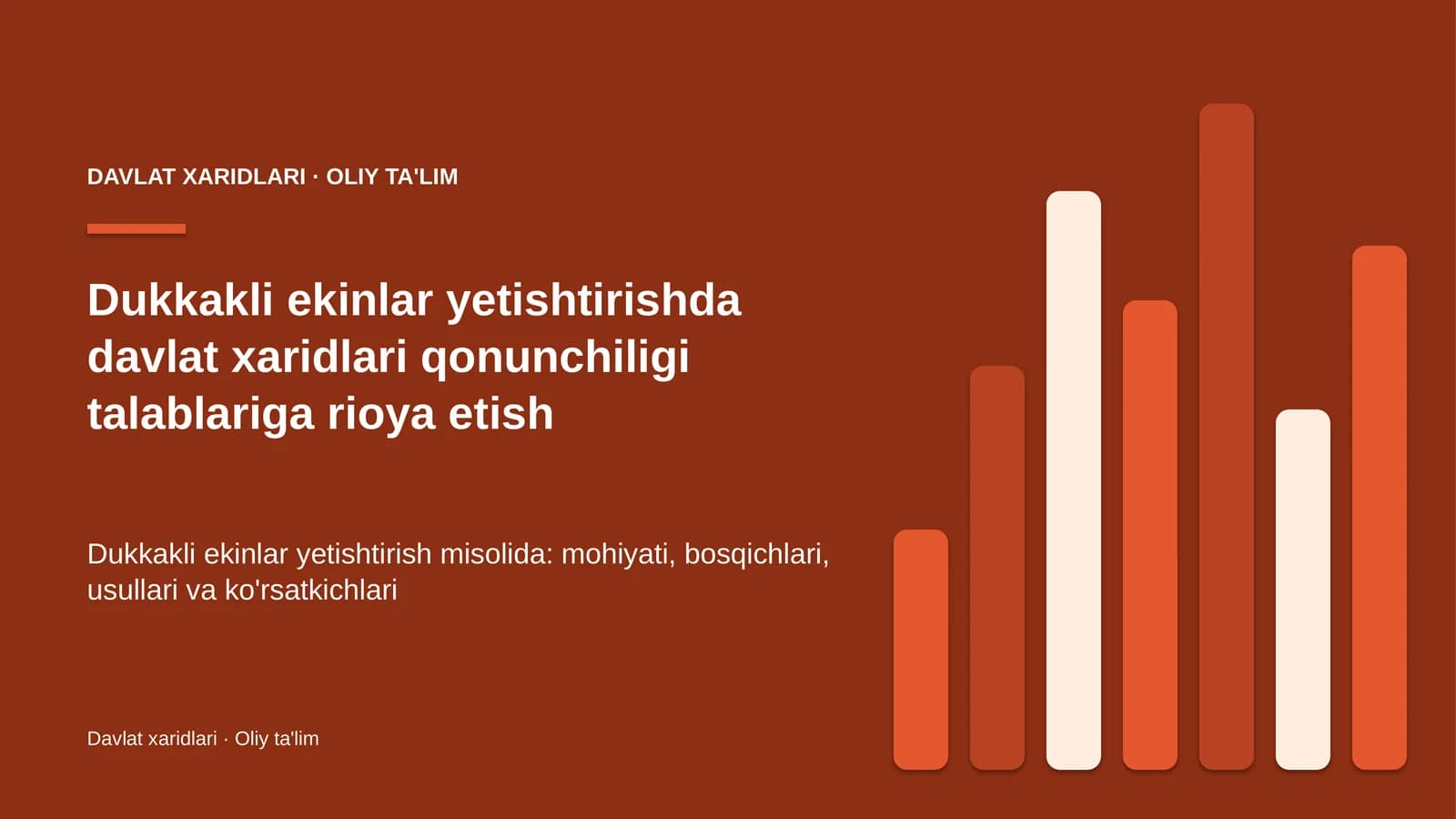 Dukkakli ekinlar yetishtirishda davlat xaridlari qonunchiligi talablariga rioya etish
