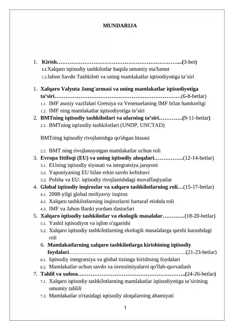 Xalqaro iqtisodiy tashkilotlar