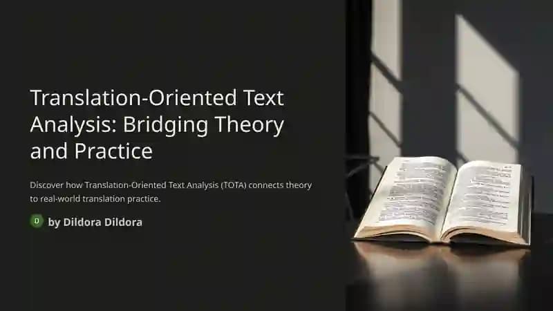 Translation-Oriented Text Analysis: Bridging Theory and Practice