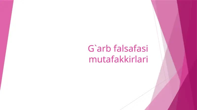 G`arb falsafasi mutafakkirlari