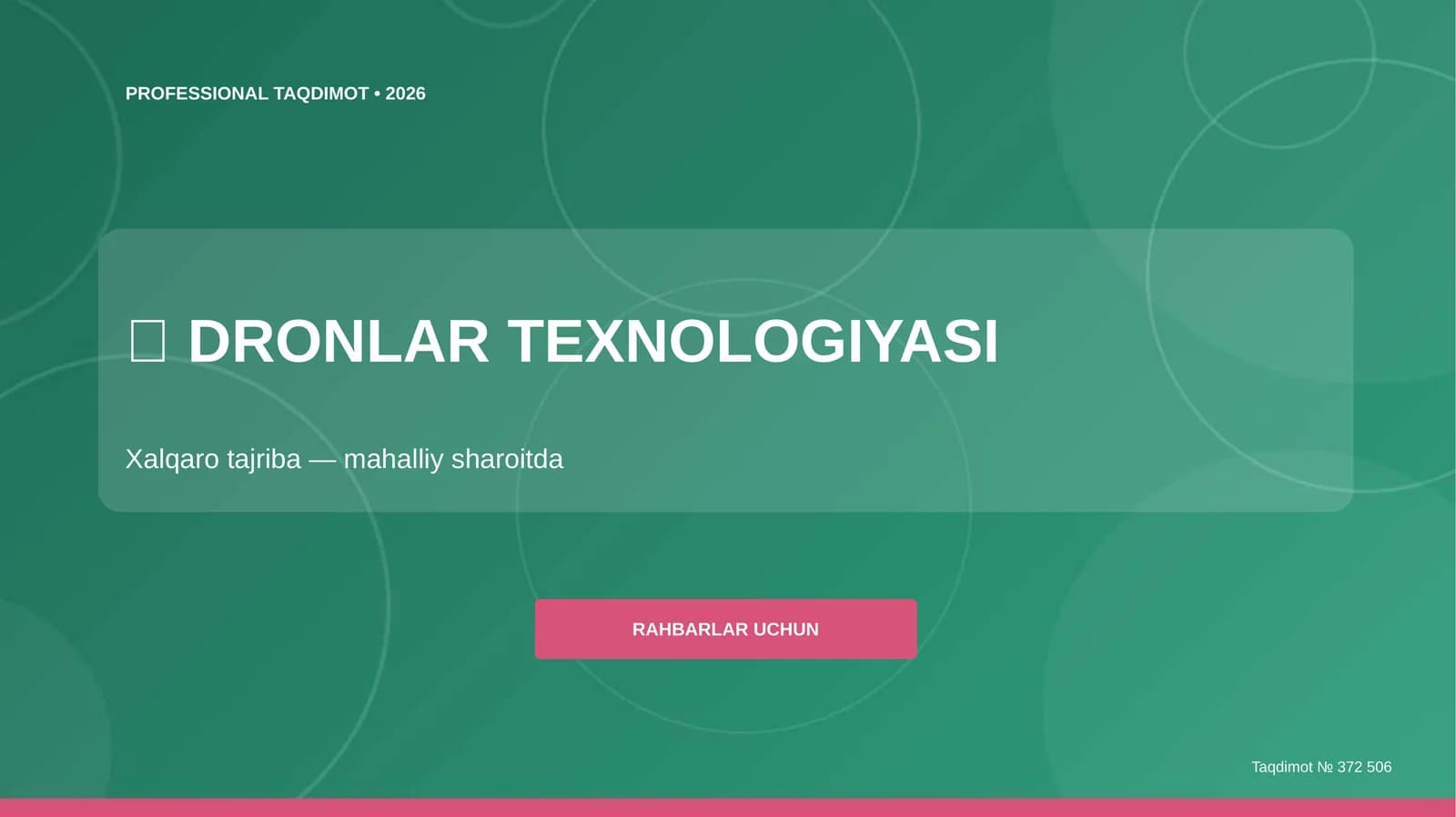 DRONLAR TEXNOLOGIYASI: Xalqaro tajriba — mahalliy sharoitda (RAHBARLAR UCHUN)