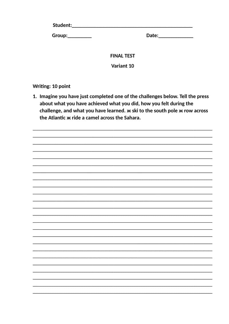 FINAL TEST Variant 10