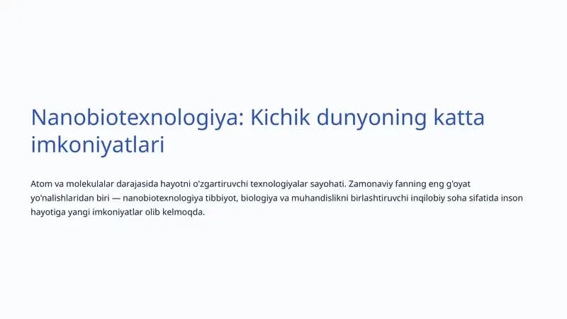 Nanobiotexnologiya