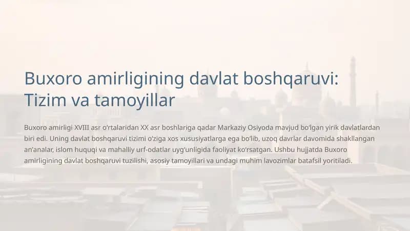 Buxoro amirligining davlat boshqaruvi