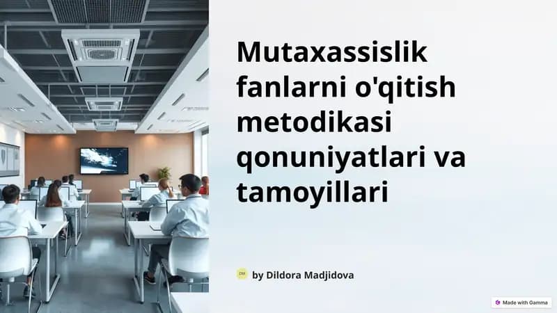Mutaxassislikfanlarni o'qitish metodikasi qonuniyatlari va tamoyillari