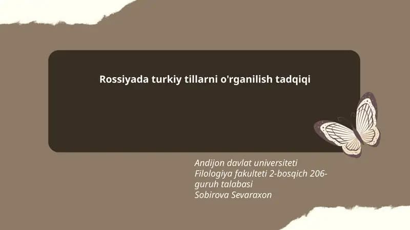 Rossiyada turkiy tillarni o'rganilish tadqiqi