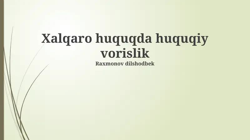 Xalqaro huquqda huquqiy vorislik