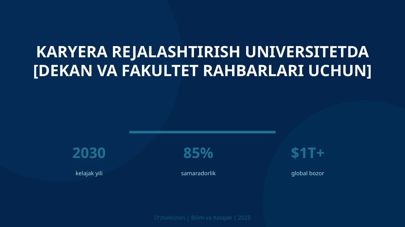 Karyera rejalashtirish universitetda [dekan va fakultet rahbarlari uchun]