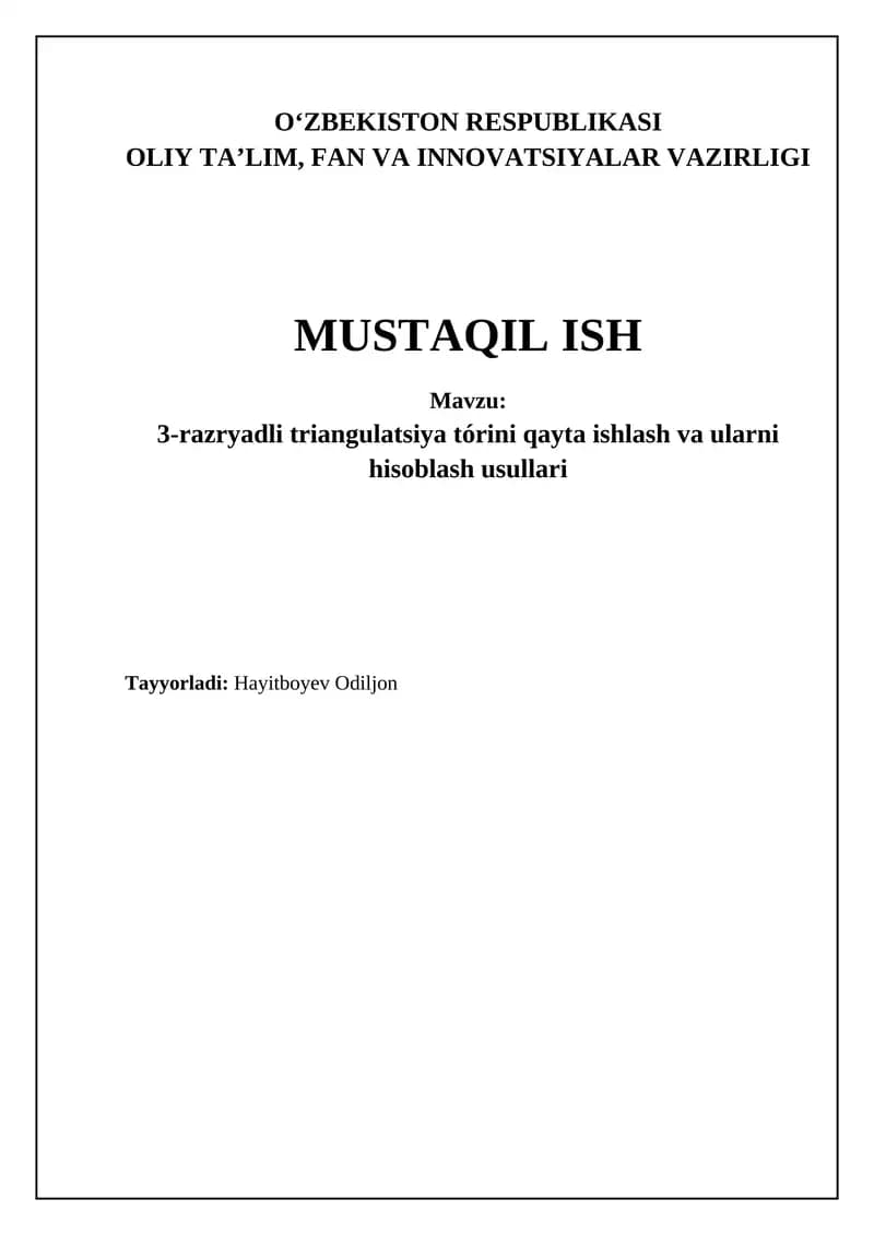 3-tartibli triangulyatsiya tarmoqlari