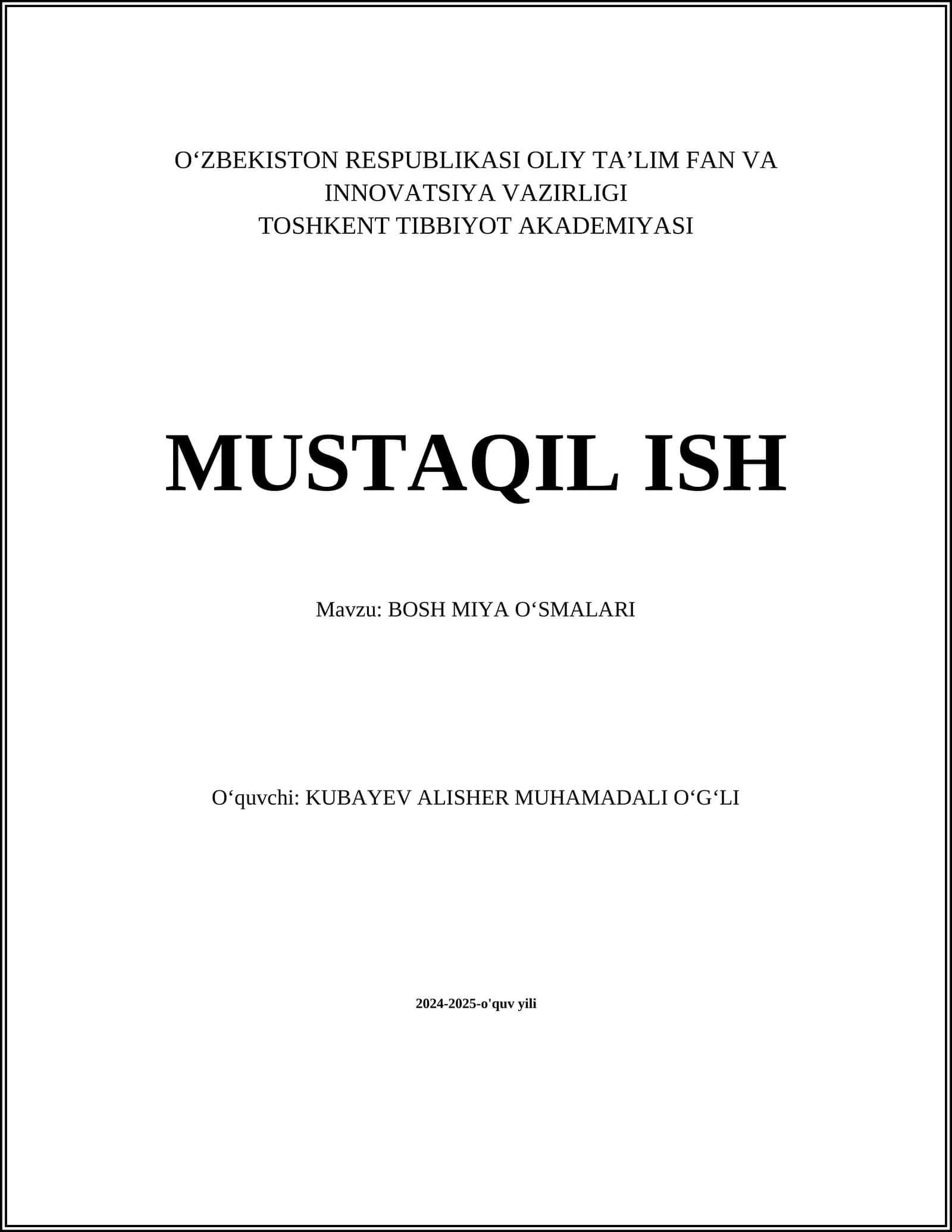 Bosh miya o'smalar