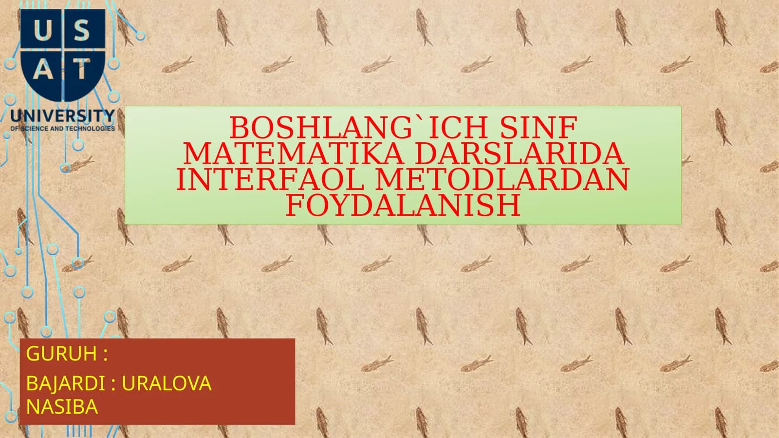 Boshlang`ich sinf matematika darslarida interfaol metodlardan foydalanish