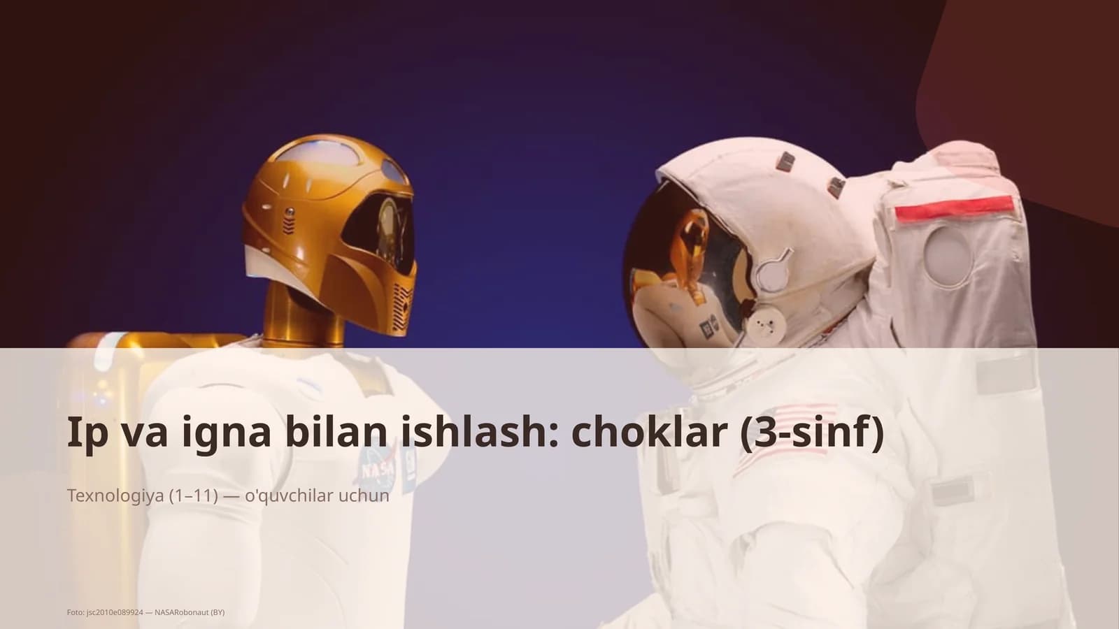 Ip va igna bilan ishlash: choklar (3-sinf)