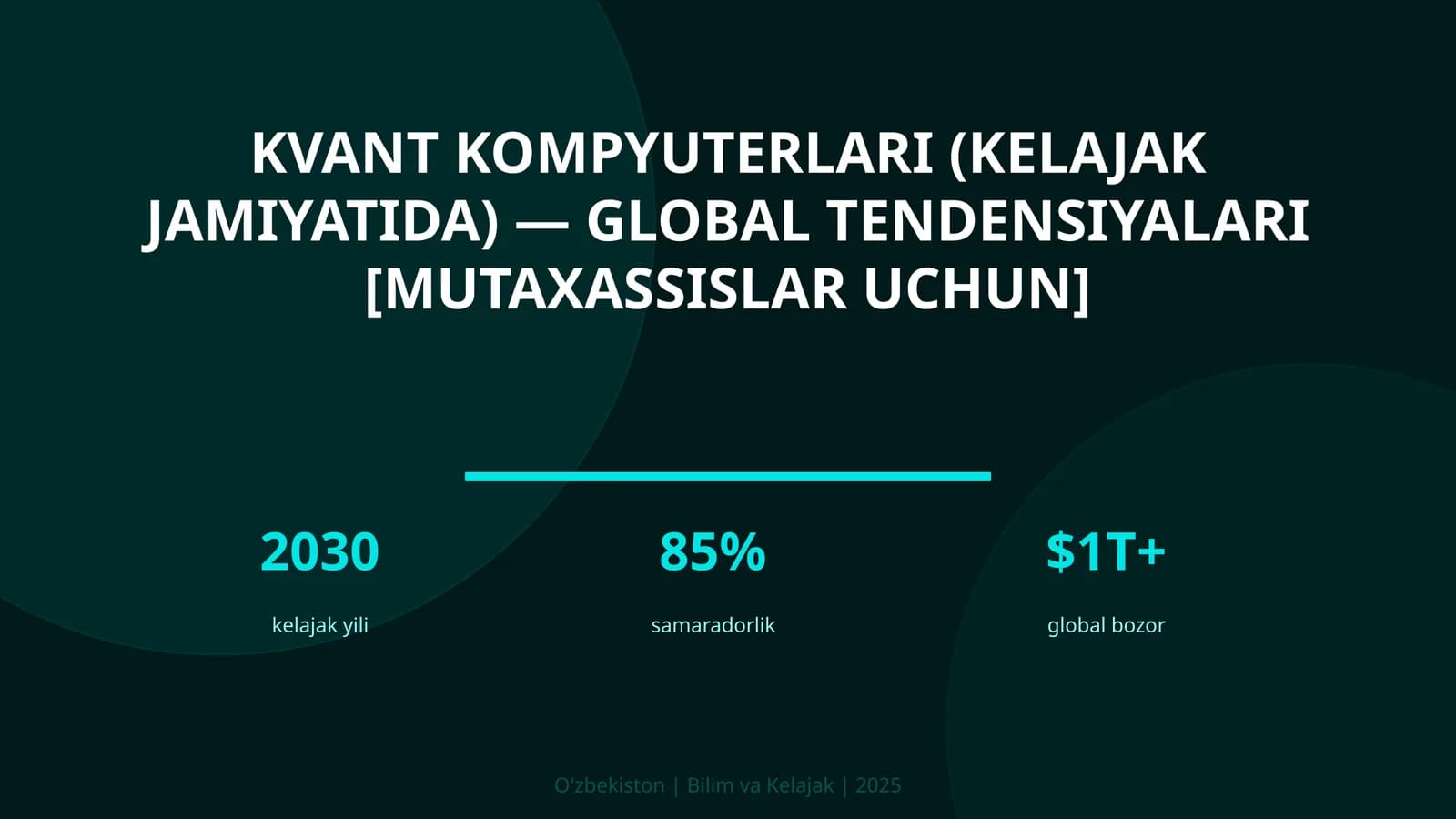 KVANT KOMPYUTERLARI (KELAJAK JAMIYATIDA) — GLOBAL TENDENSIYALARI [MUTAXASSISLAR UCHUN]