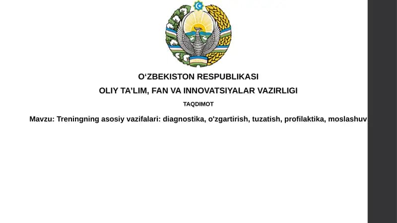 Treningning asosiy vazifalari