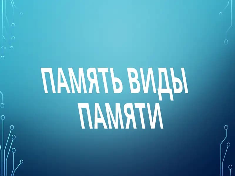 ПАМЯТЬ ВИДЫ