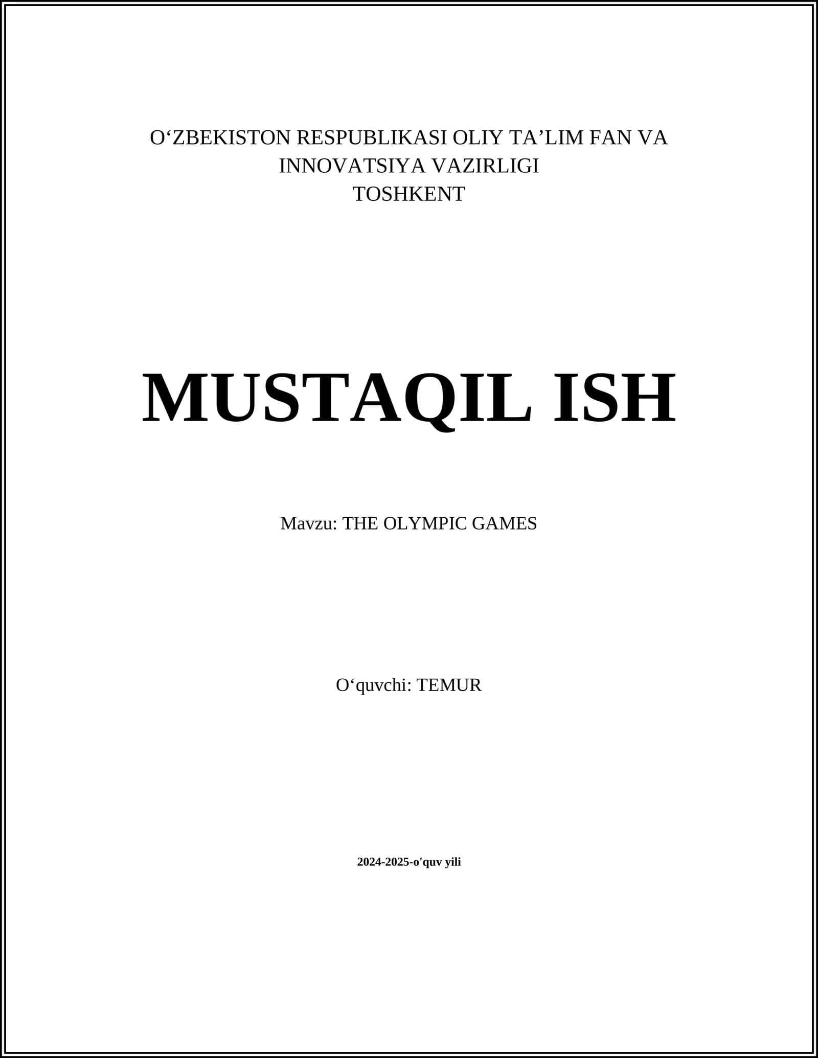 THE OLYMPIC GAMES