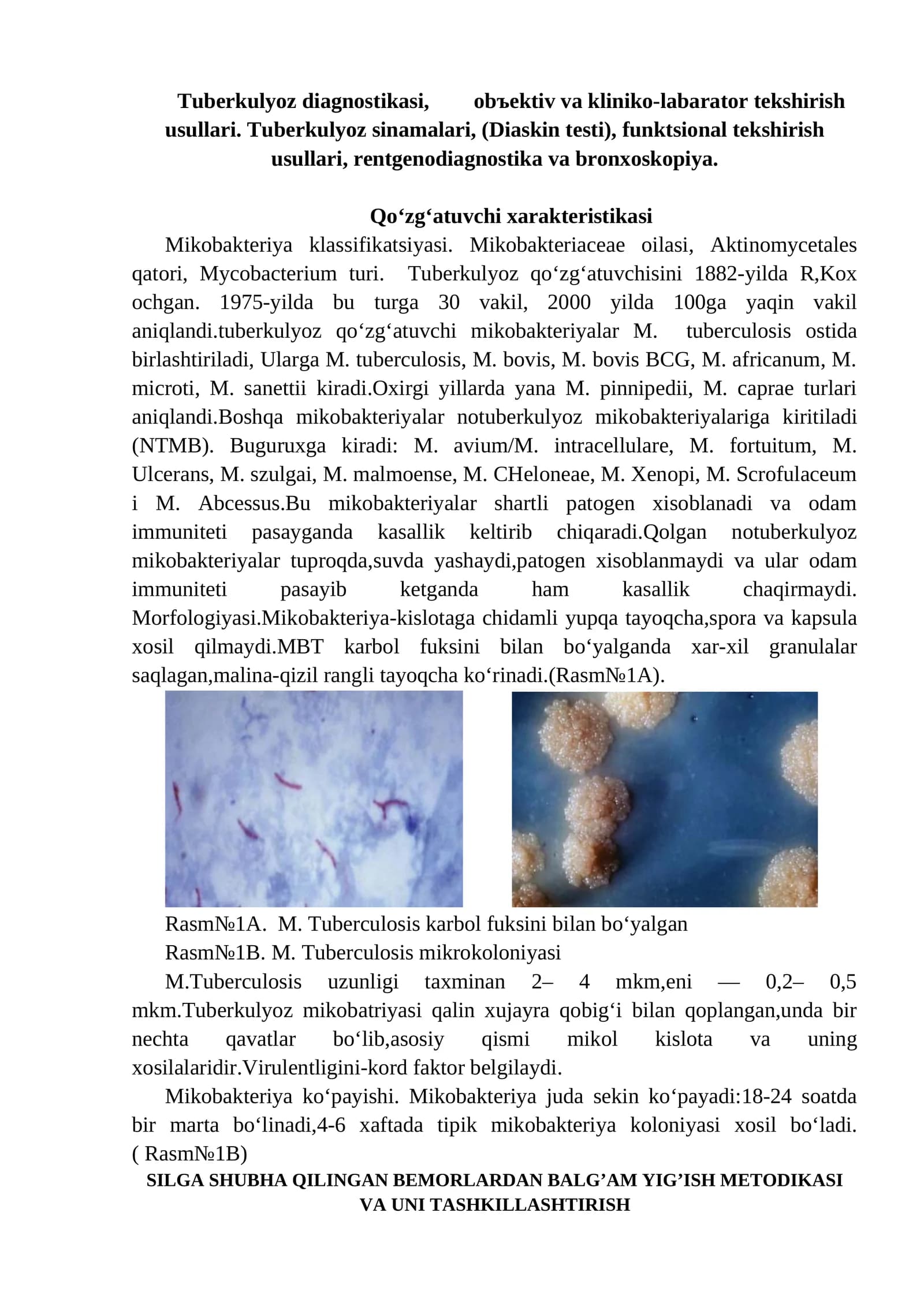 Tuberkulyoz diagnostikasi