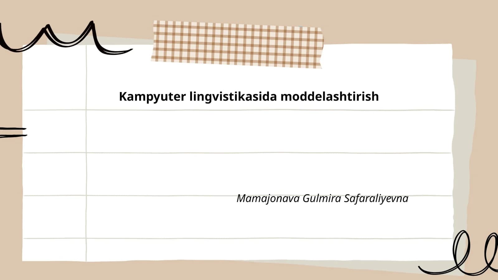Kampyuter lingvistikasida moddelashtirish