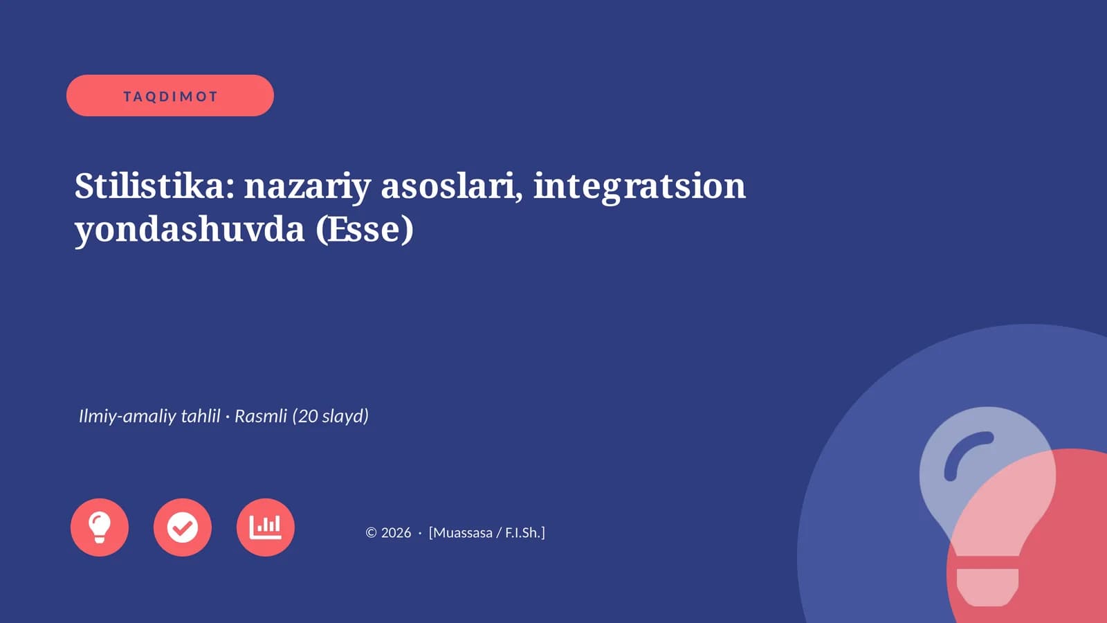 Stilistika: nazariy asoslari, integratsion yondashuvda (Esse)