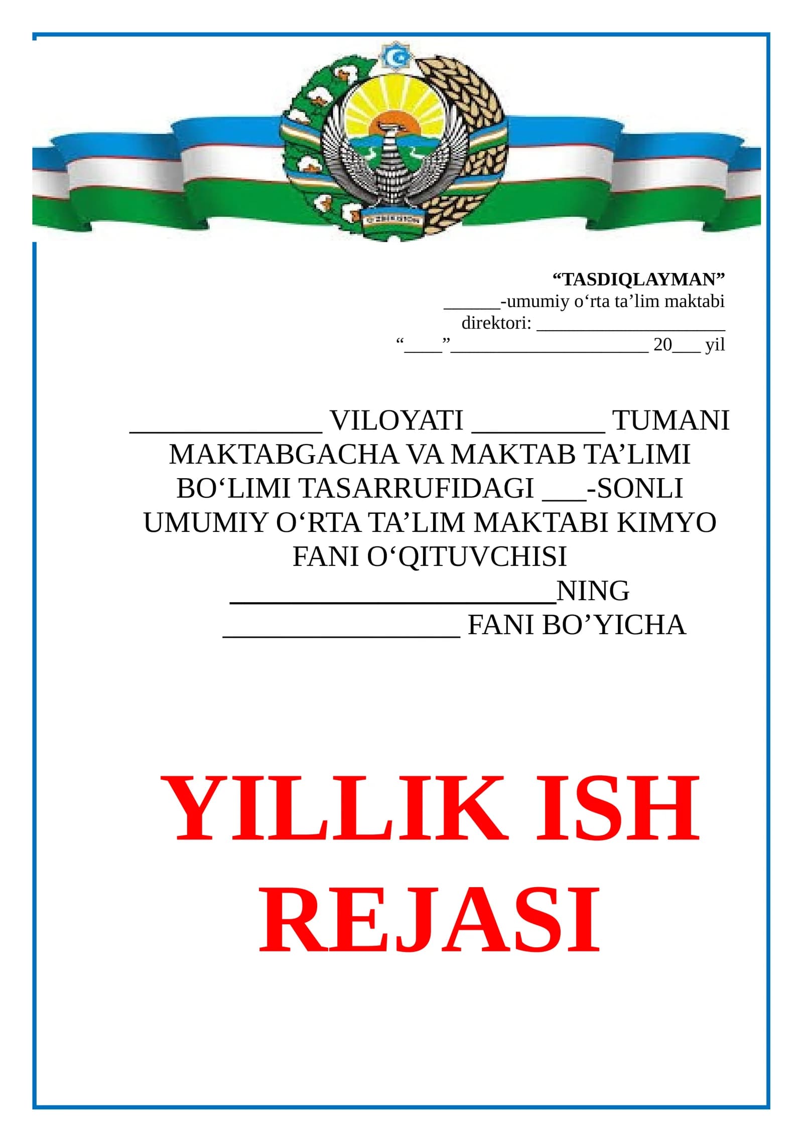 Yillik ish reja yuzi