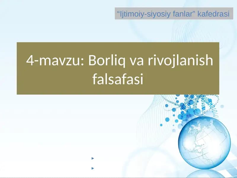 Borliq va rivojlanish falsafasi